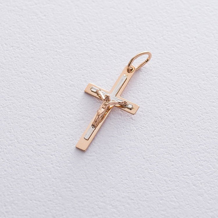 Золотий дитячий хрестик "Розп'яття. Спаси і Збережи" п03369 від ювелірного магазину Онікс