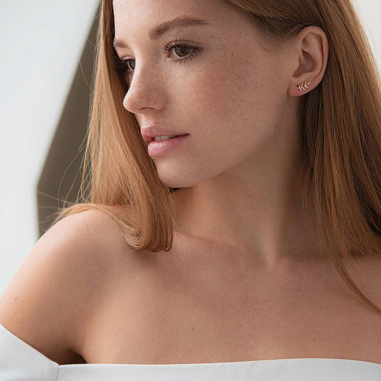 Золоті сережки - пусети "Гілочки" с07003 від ювелірного магазину Онікс - 2