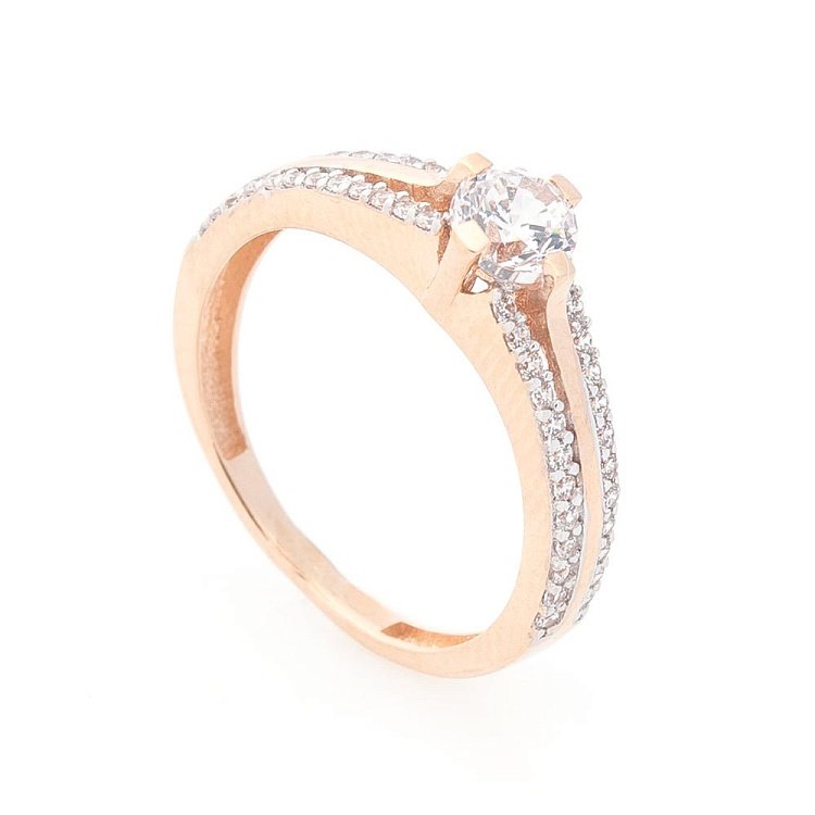 Золота заручальна каблучка з фіанітами к03932 від ювелірного магазину Онікс