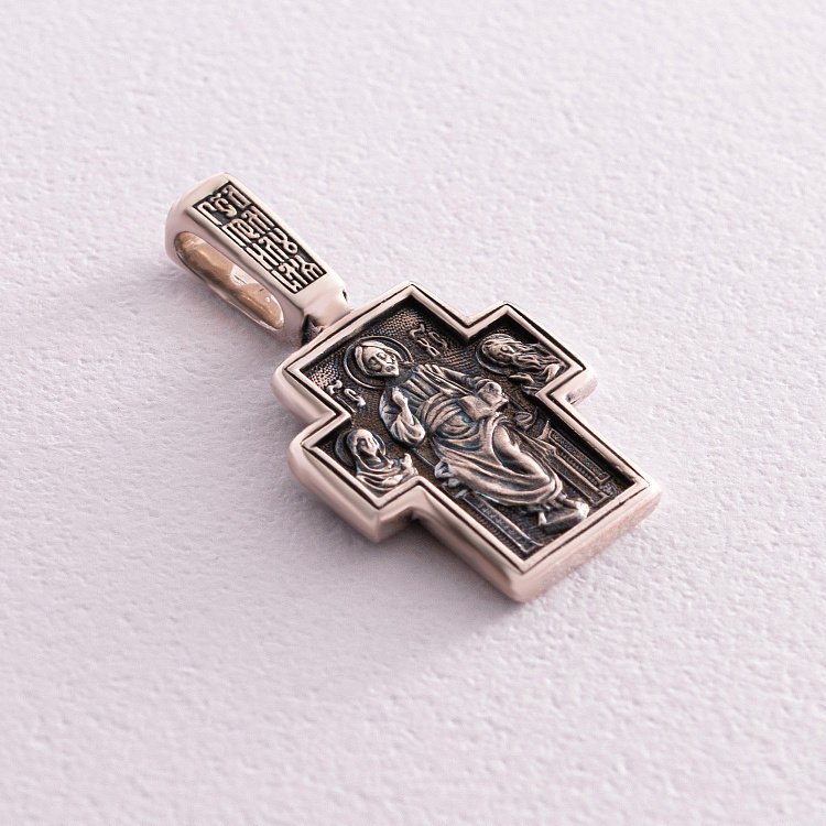 Серебряный православный крестик с чернением " Господь Вседержитель. Илия пророк в пустыне" 13660 от ювелирного магазина Оникс