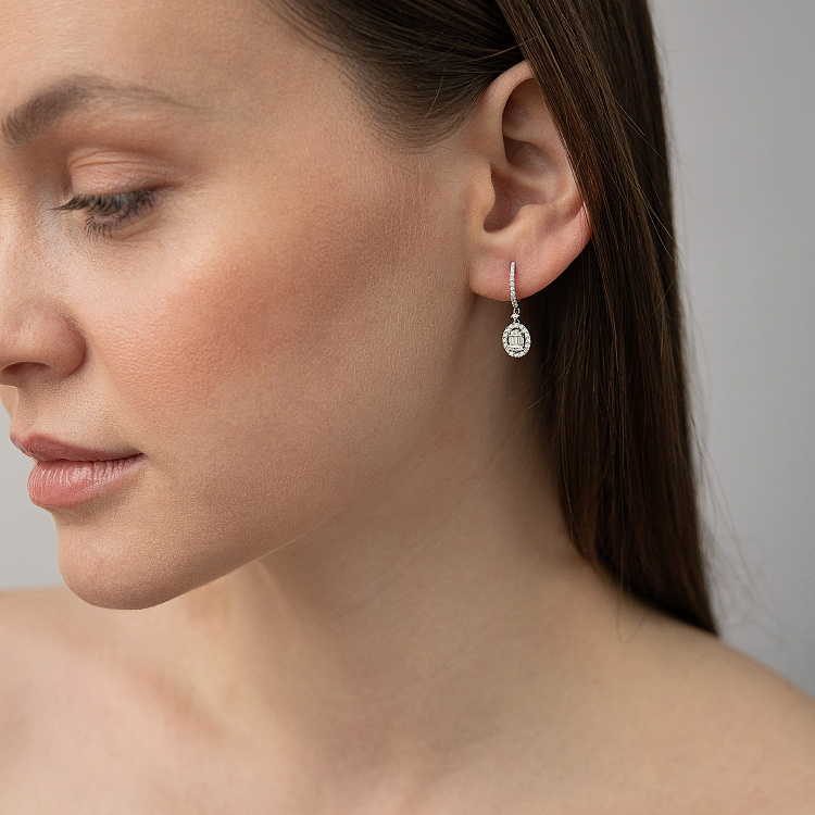 Золотые серьги с бриллиантами сб0625lg от ювелирного магазина Оникс - 4