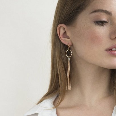 Висячие серьги из красного золота с07206