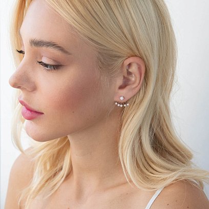 Золоті сережки - джекети з діамантами сб0362nl №3