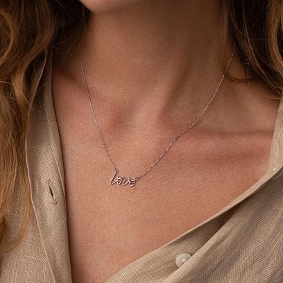 Кольє "Love" у білому золоті кол02266 №7