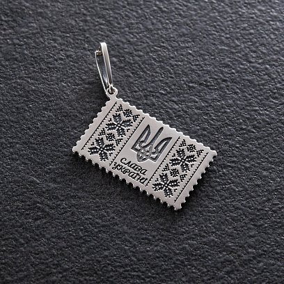 Срібний кулон "Герой на тракторі. Слава Україні" 1005 №3