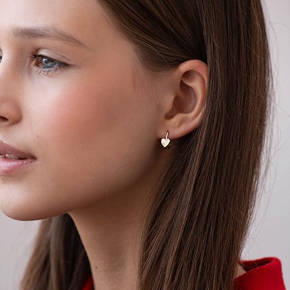 Золотые детские серьги "Сердечки" с09252 №2