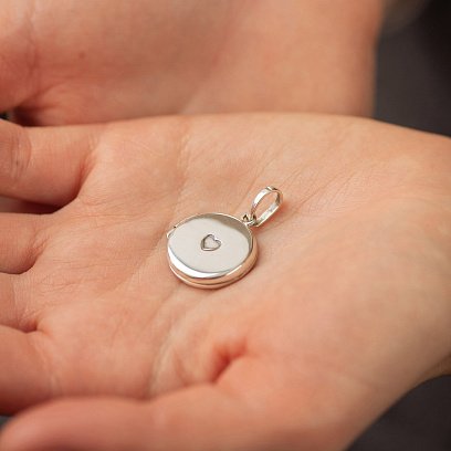 Серебряный кулон "Сердечко. I love you" для фотографии (чернение) 7346 №2