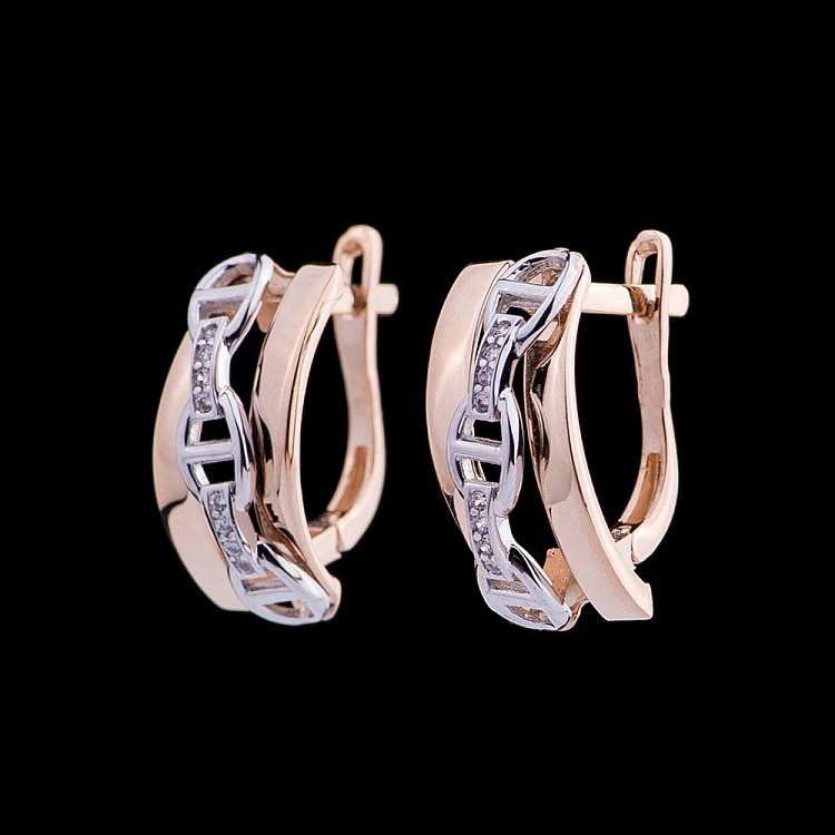 Золоті сережки з фіанітами с04478 від ювелірного магазину Онікс