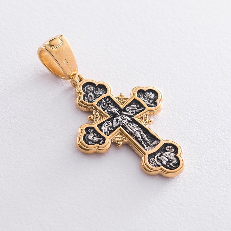 Православний хрест "Розп'яття Христове, Олександр Невський, Димитрій Донський, Сергій Радонезький. Архангел Михаїл" 132958 від ювелірного магазину Онікс - 1