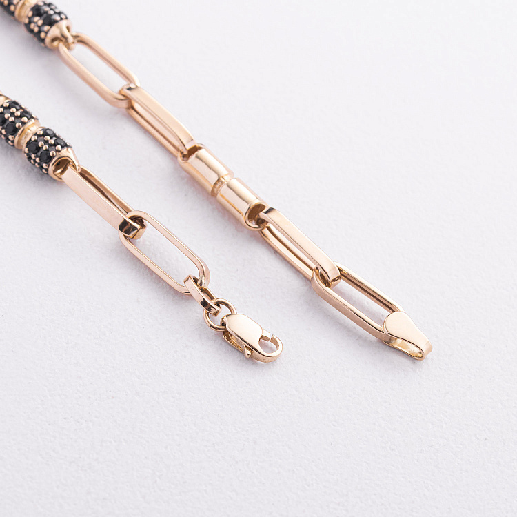 Золотий браслет "Lucile" (чорні фіаніти) б05839 від ювелірного магазину Онікс - 6