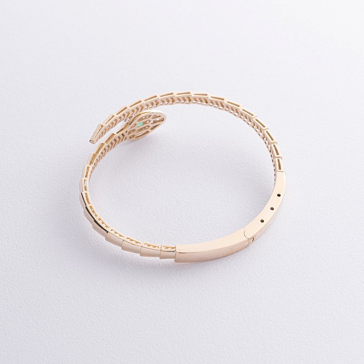 Жорсткий браслет "Змія" у жовтому золоті (фіаніти) б05513 від ювелірного магазину Онікс - 5