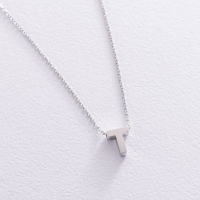 Колье с буквой "Т" в белом золоте кол01254Т №3