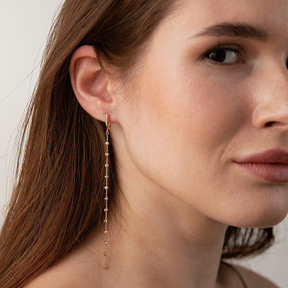 Сережки "Кульки на ланцюжку" (червоне золото) с09372 №2