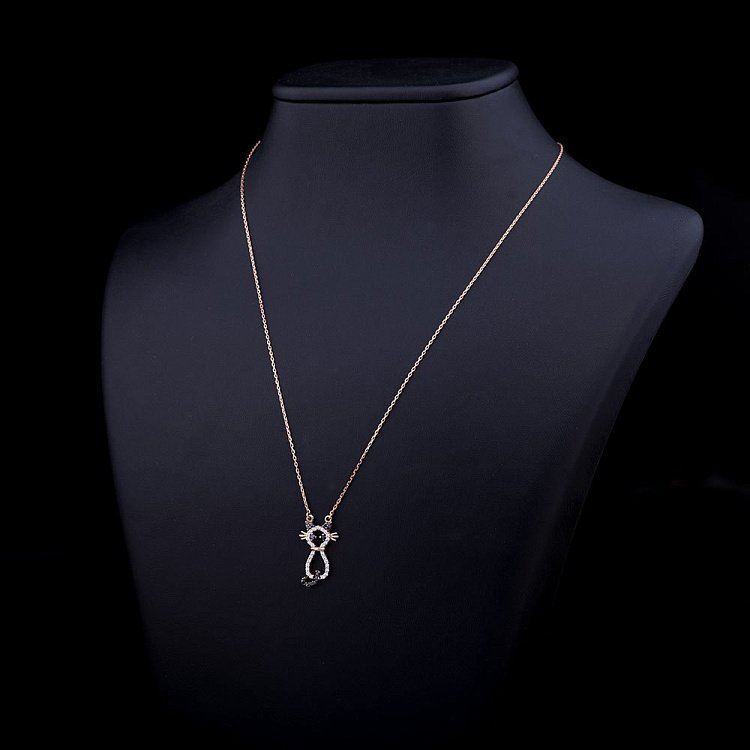 Золота підвіска "Кішечка" з фіанітами кол00332р від ювелірного магазину Онікс - 1