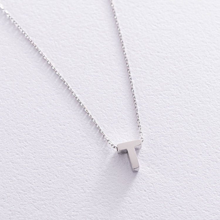 Колье с буквой "Т" в белом золоте кол01254Т от ювелирного магазина Оникс - 2