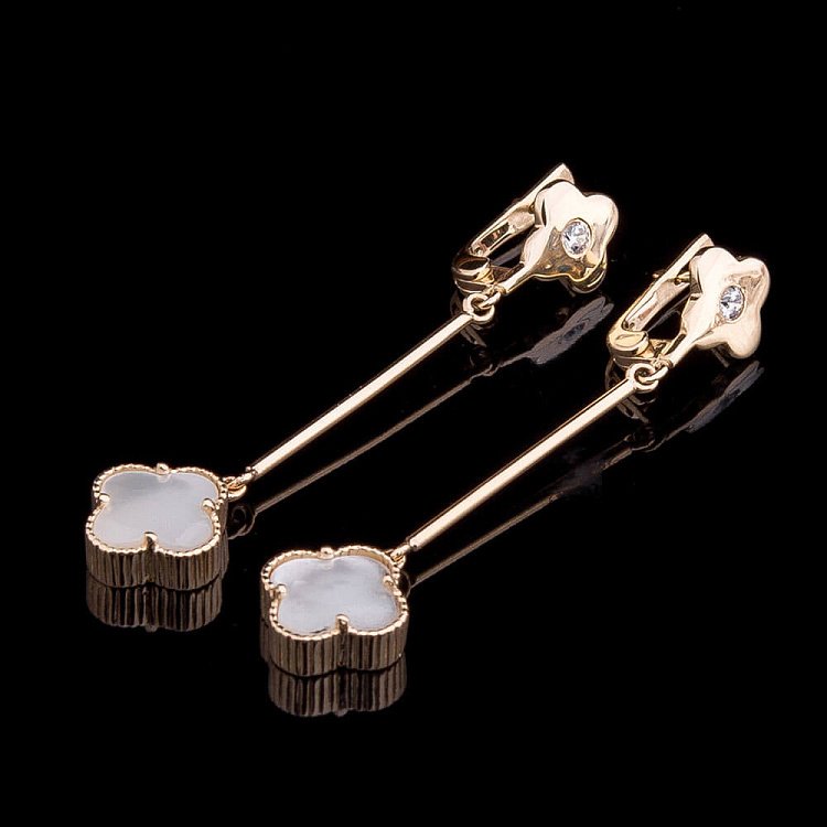 Золоті сережки з перламутром і фіанітами с03681 від ювелірного магазину Онікс - 2