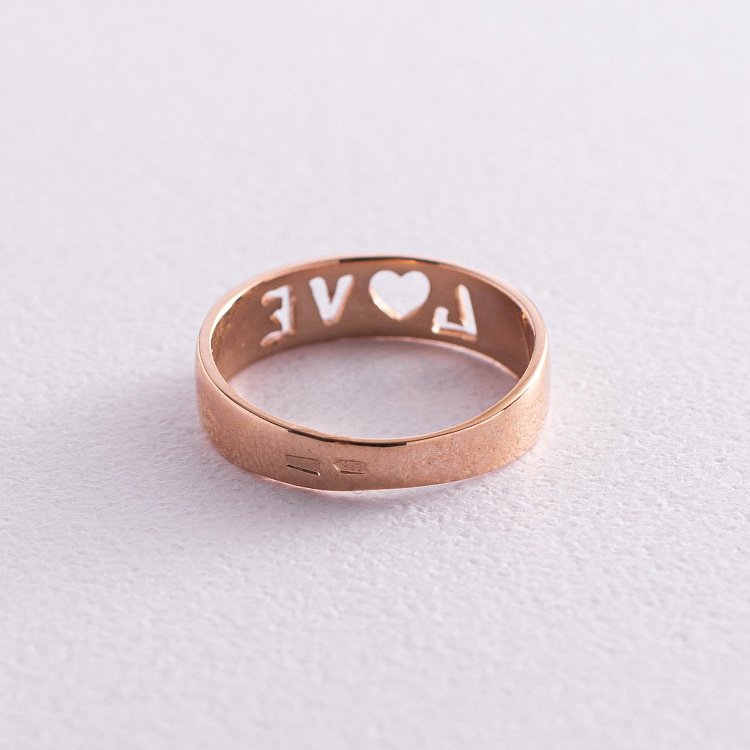 Золотое кольцо "Love" к04879 - 2 Золотое кольцо "Love" к04879 от ювелирного магазина Оникс - 2