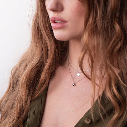 Подвійне кольє "Куля і монетка" в білому золоті кол01893 №7