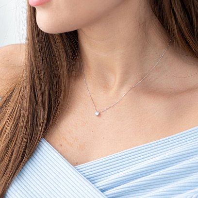 Срібне кольє з фіанітом 181020 №2