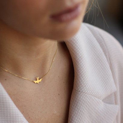 Серебряное колье "Ласточка" с позолотой 18973 №9