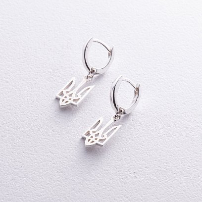 Срібні сережки "Герб України - Тризуб" 121315 №3