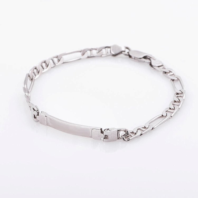 Мужской серебряный браслет плетение "Фигаро" 14661 от ювелирного магазина Оникс