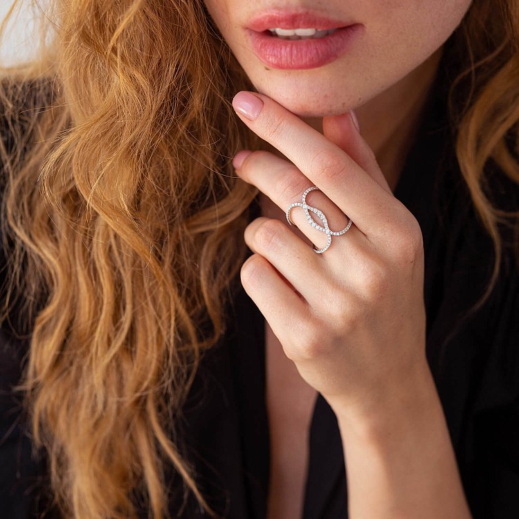 Каблучка в білому золоті з діамантами 197550ch від ювелірного магазину Онікс - 5