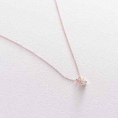 Золоте кольє з одним фіанітом кол01382