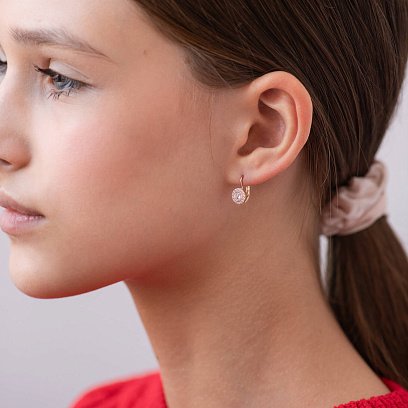 Детские золотые серьги с фианитами с09243 №2