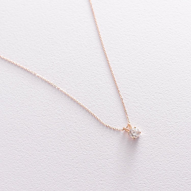 Золоте кольє з одним фіанітом кол01382 від ювелірного магазину Онікс