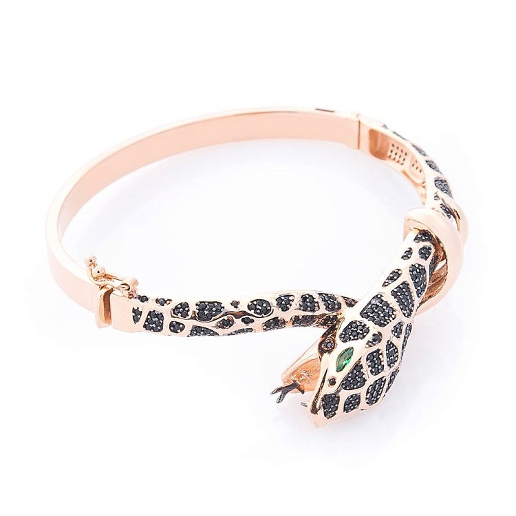 Золотий браслет "Змія" (фіаніти) б03810 від ювелірного магазину Онікс