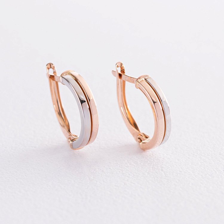 Серьги "Ассоль" из красного и белого золота с06261 от ювелирного магазина Оникс