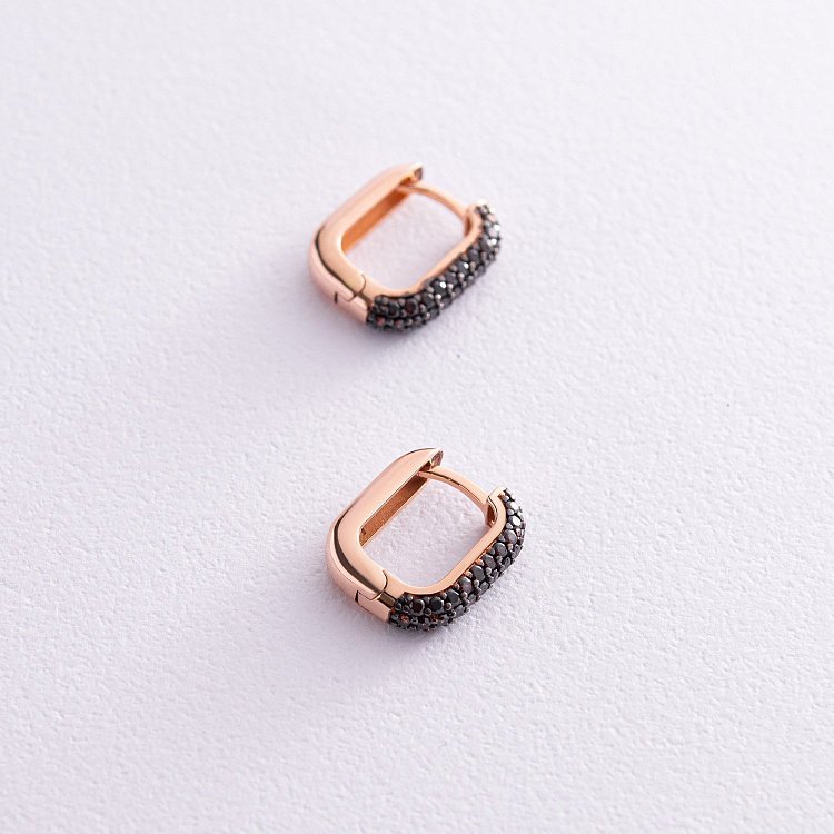 Золоті сережки "Беата" (коричневі фіаніти) с08198 від ювелірного магазину Онікс - 2