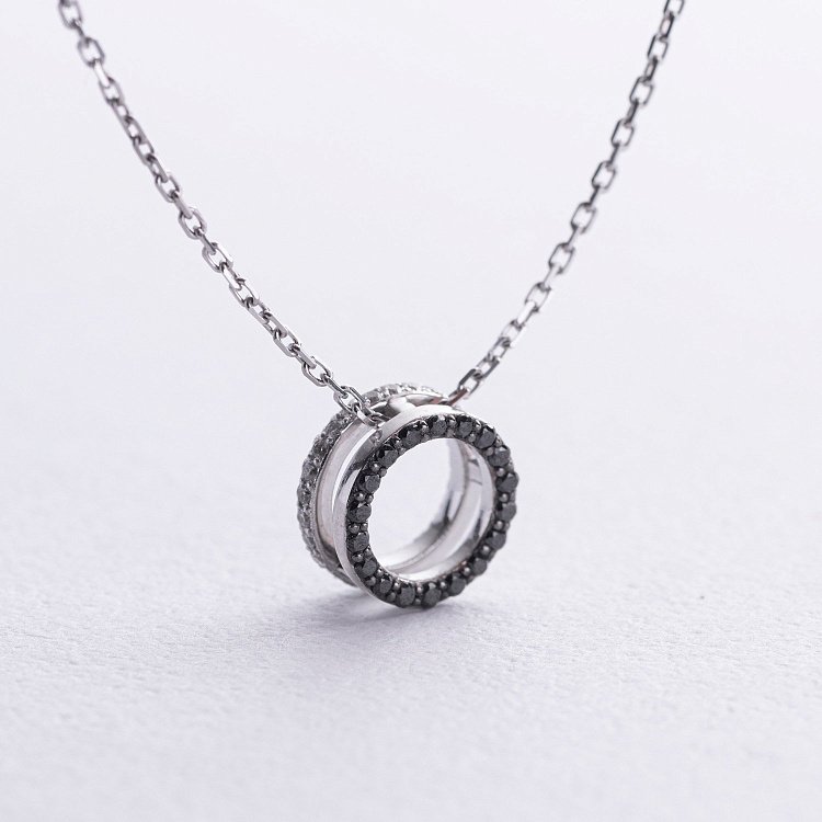 Золотое колье с черными и белыми бриллиантами 724841121 от ювелирного магазина Оникс