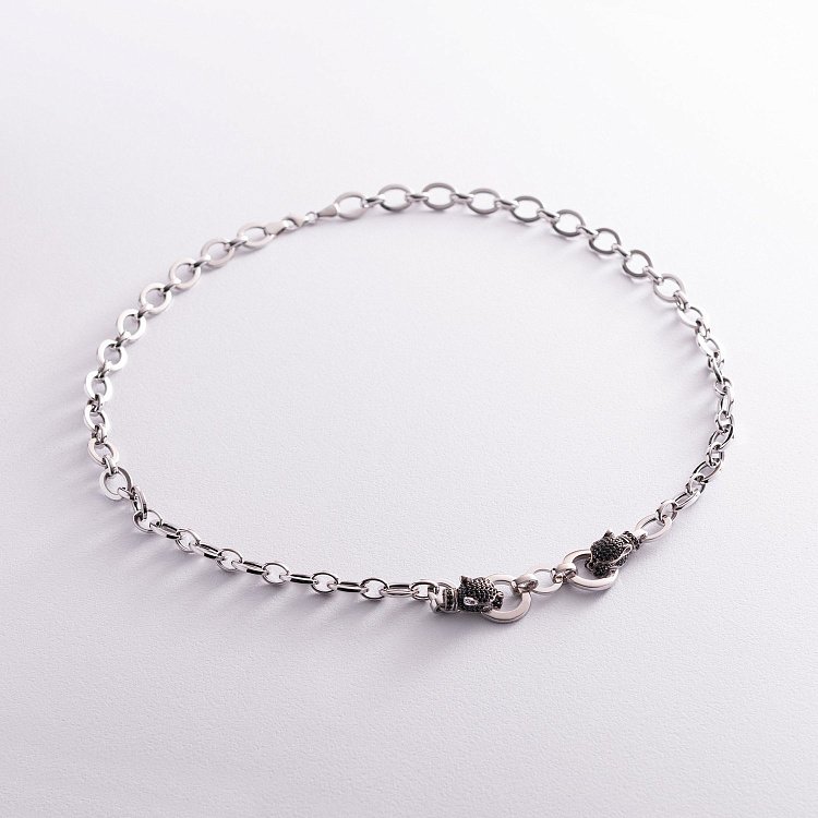 Кольє "Пантера" в білому золоті (чорні фіаніти) кол02040 від ювелірного магазину Онікс