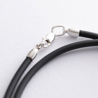 Каучуковый шнурок с гладкой серебряной застежкой (3мм) 18079 №2