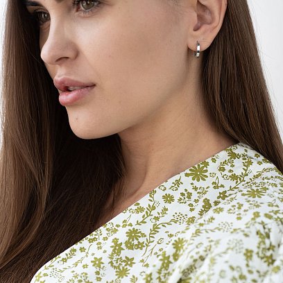 Серьги - кольца в белом золоте (фианиты) с05483 №2