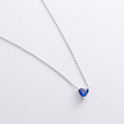 Золотое колье "Сердечко" с сапфиром колб0140ca №5