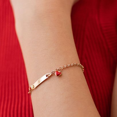 Детский золотой браслет "Бабочка и сердечко" с эмалью б04731 №2