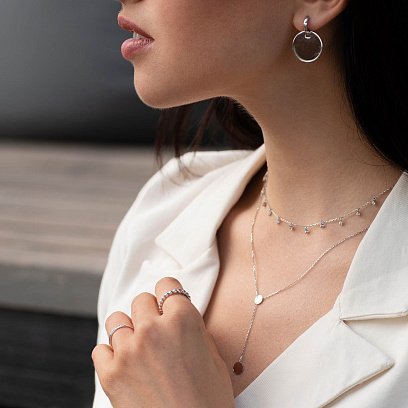 Двойное золотое колье "Дуальность" с фианитами кол01388 №10