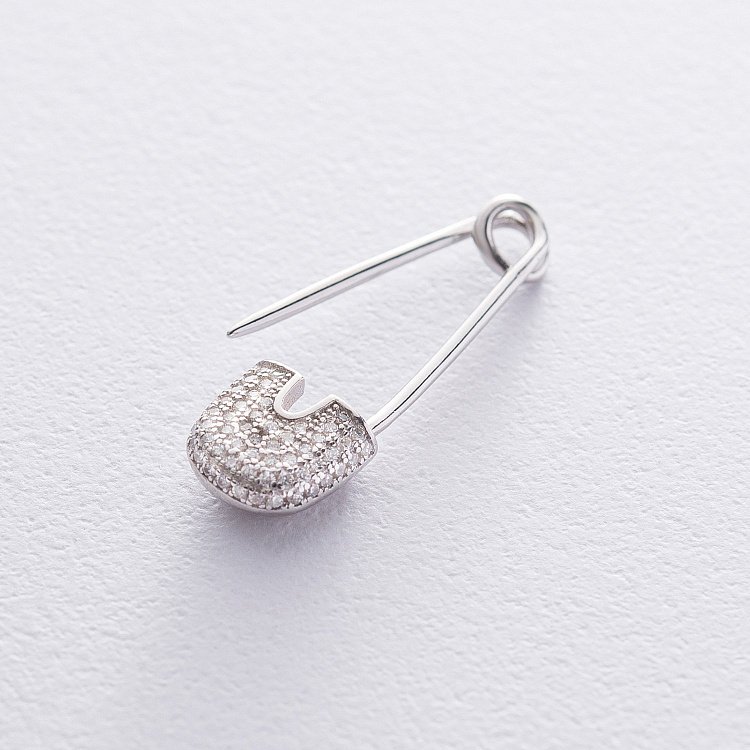 Серебряная булавка с фианитами 21043 от ювелирного магазина Оникс