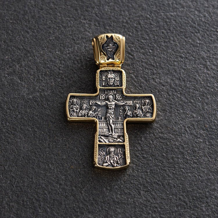 Православный Крест  "Распятие Христово. Икона Божией Матери Знамение с пророками" 132905 Православный Крест  "Распятие Христово. Икона Божией Матери Знамение с пророками" 132905 от ювелирного магазина Оникс