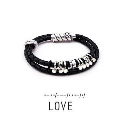 Кожаный браслет Morza Magellan Love (Любовь) со вставками из серебра M0106-L12