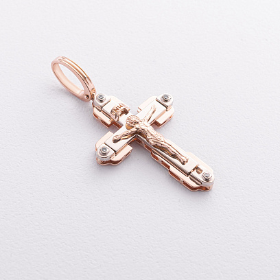 Золотий хрестик "Розп'яття. Спаси та Збережи" (фіаніти) 270135