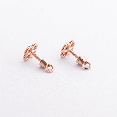 Сережки - пусети "Конюшина" в червоному золоті 500064 №2