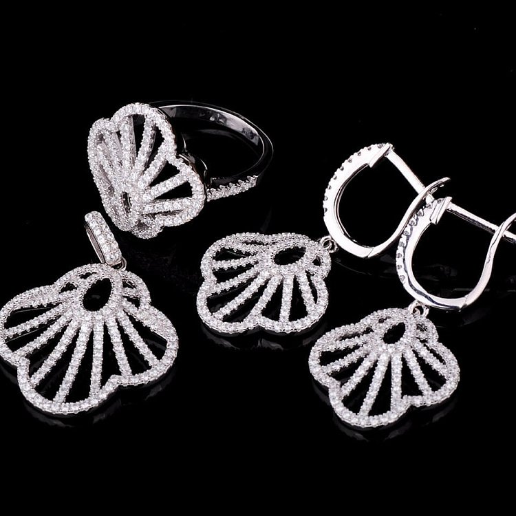 Срібні сережки з фіанітами (родій) 121408 від ювелірного магазину Онікс - 3