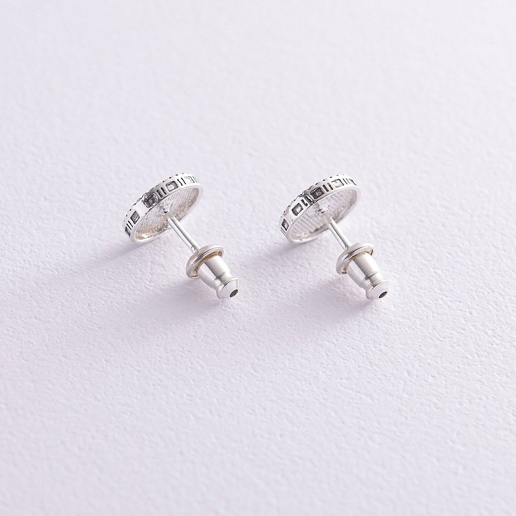 Сережки - пусети "Квіточки" в сріблі (чорніння) 122771 від ювелірного магазину Онікс - 3