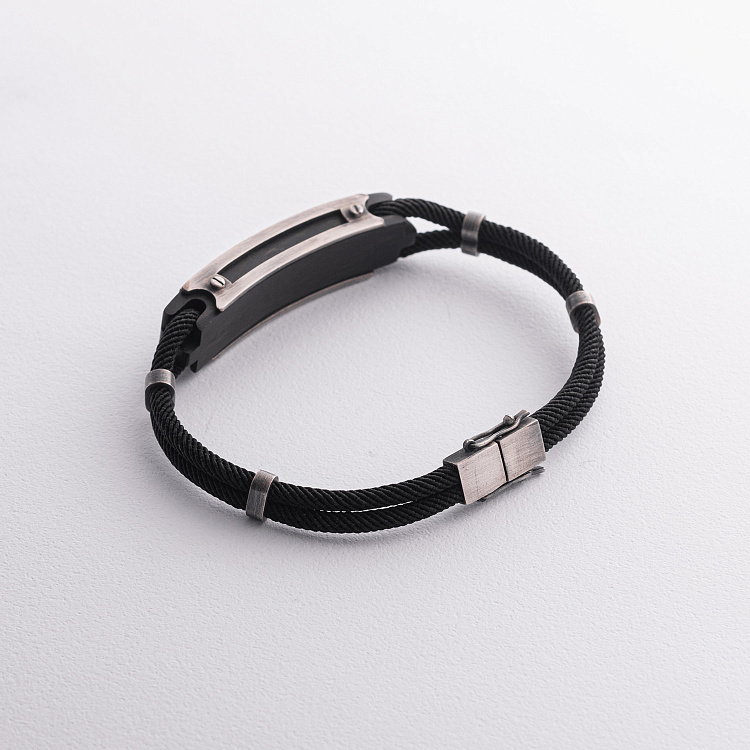 Браслет "Герб України - Тризуб. Вишиванка" зі срібними вставками (ебен) 1249 від ювелірного магазину Онікс - 3