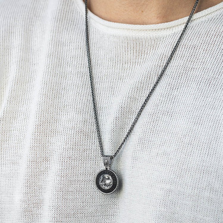 Срібний кулон "Знак зодіаку Водолій" з ебеном 1041водолій від ювелірного магазину Онікс - 1