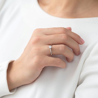 Заручальна каблучка в білому золоті (куб. цирконій Swarovski) к06322 №2